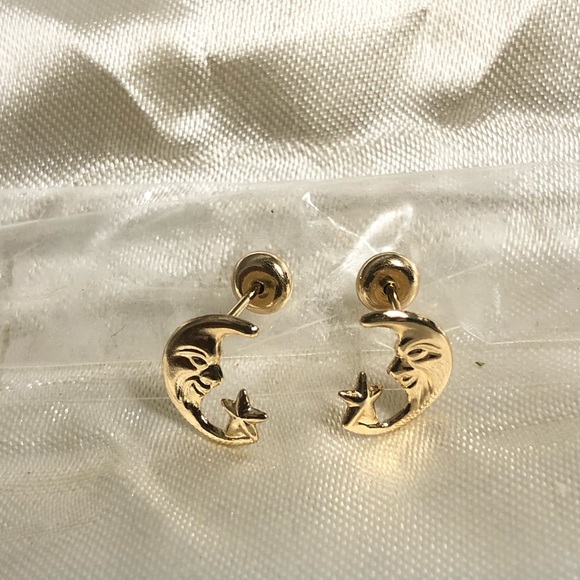 18k Gold Filled Half Moon & Star Earrings - Picture 4 of 9
